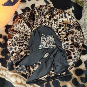 Leopard Print Satin Hair Bonnet